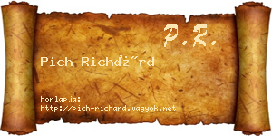 Pich Richárd névjegykártya